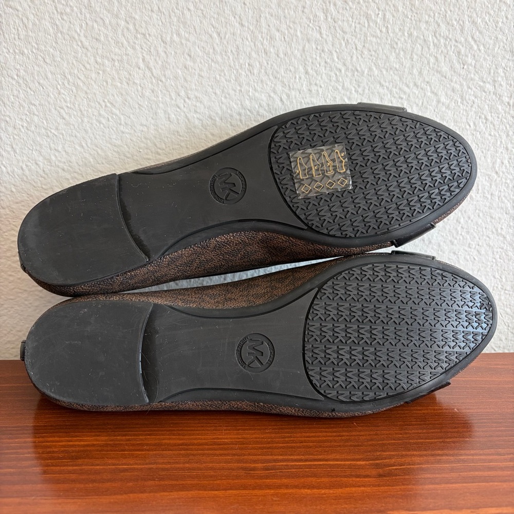 Michael Kors Brown and Black MK Logo Ballet Flats - Picture 5 of 5